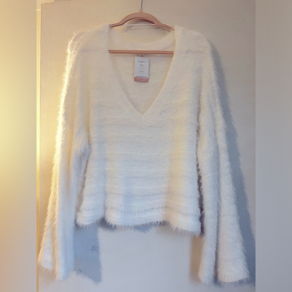 Fuzzy cute white sweater